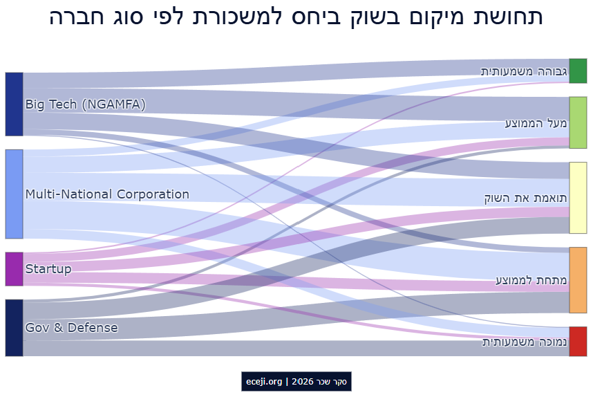 תחושת מיקום בשוק לפי סוג חברה
